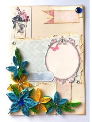 Blue Quilled Flowers Greeting Card Blue Quilled Flowers Greeting Card