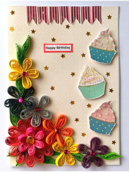 Multicolor Flowers in Corner Greeting Card image