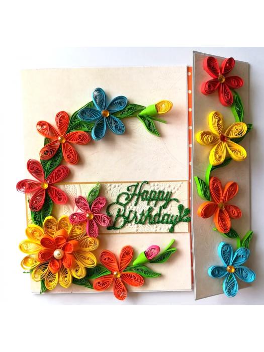 Multicolored Quilled Mini Scrapbook Greeting Card