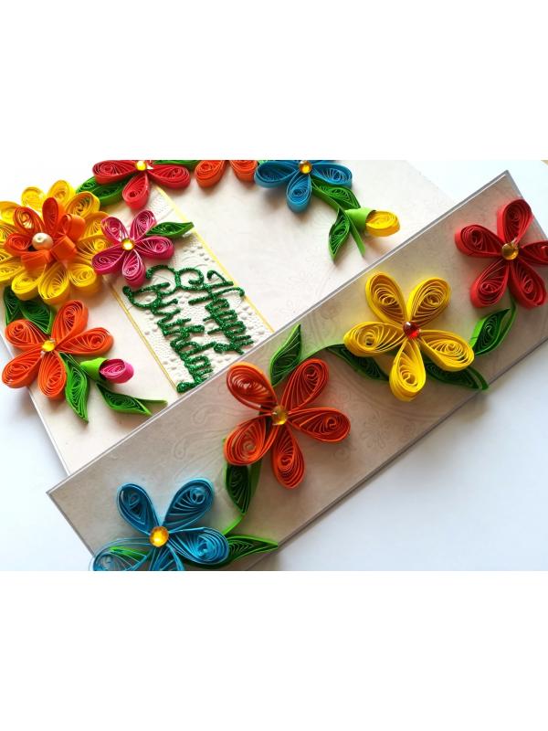 Multicolored Quilled Mini Scrapbook Greeting Card image
