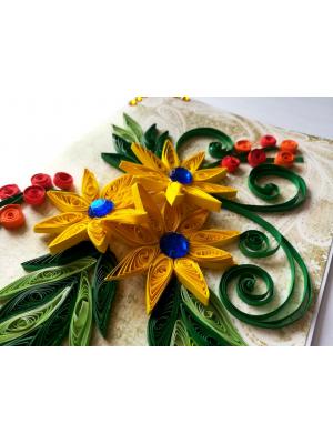 Yellow Quilled Flowers Greeting Card