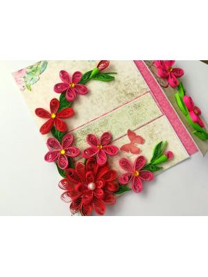 Red Themed Quilled Mini Scrapbook Greeting Card
