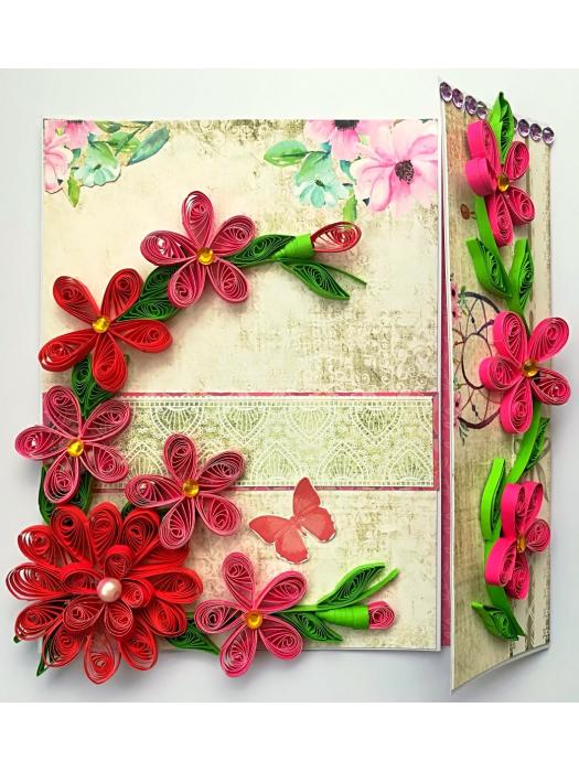 Red Themed Quilled Mini Scrapbook Greeting Card image