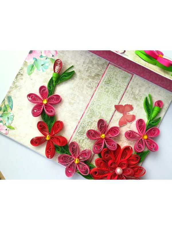 Red Themed Quilled Mini Scrapbook Greeting Card image