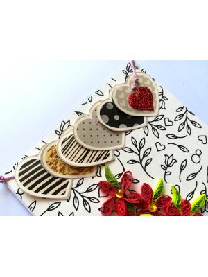 Quilled Red Flowers in Vase Greeting Card Quilled Red Flowers in Vase Greeting Card