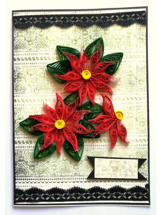 Quilled Red Flowers Design Card image