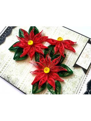 Quilled Red Flowers Design Card