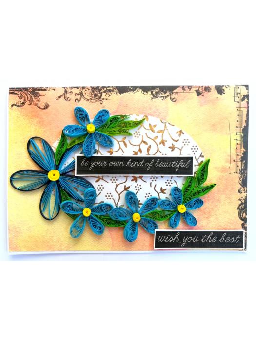 Blue Quilled Birthday Greeting card image
