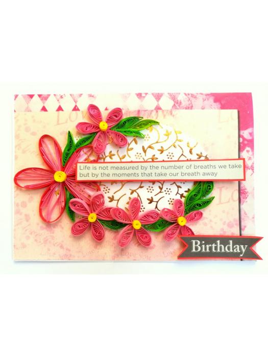Pink Quilled Birthday Greeting Card image