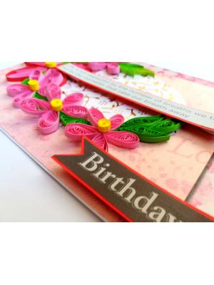 Pink Quilled Birthday Greeting Card Pink Quilled Birthday Greeting Card