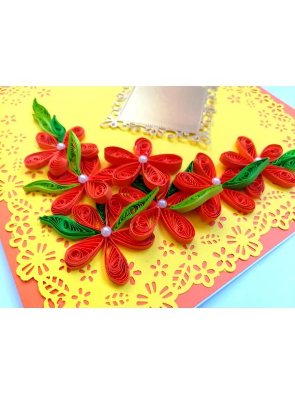 Orange Quilled Flowers Greeting Card