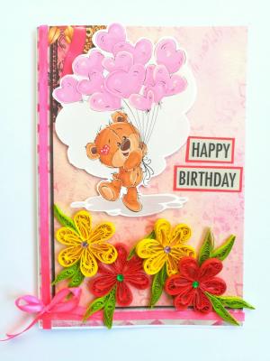 Teddy with Balloon Greeting card Teddy with Balloon Greeting card
