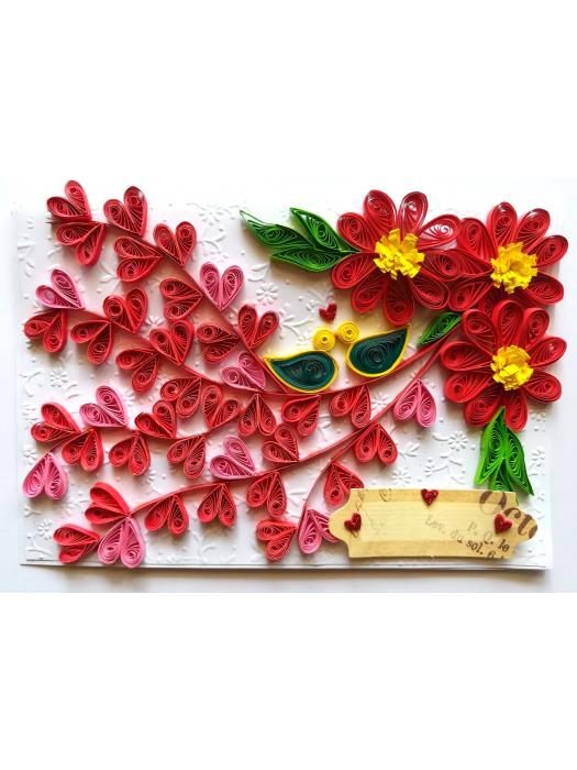 Quilled Love Tree With Birds Card image