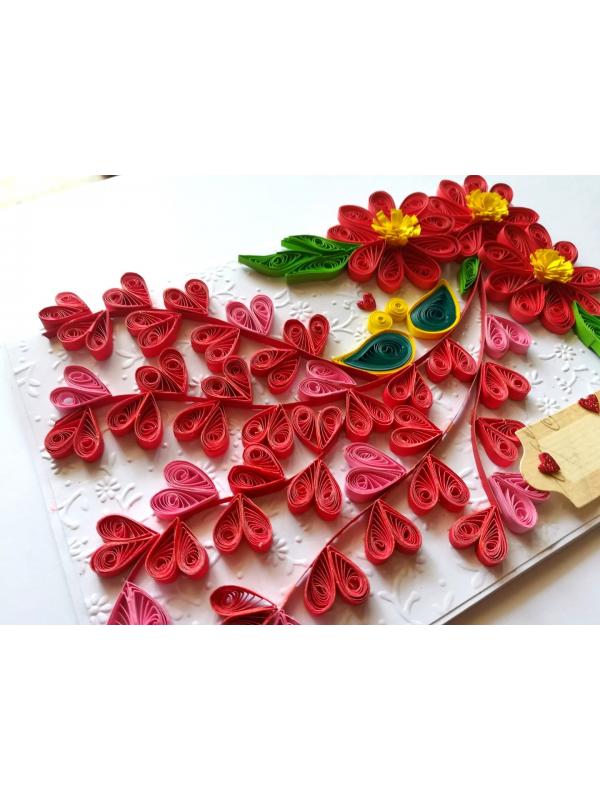 Quilled Love Tree With Birds Card image