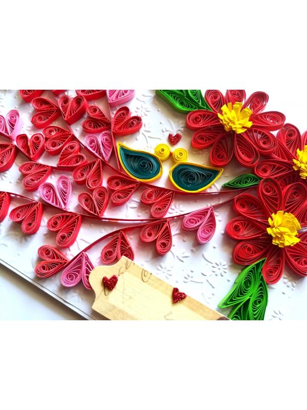 Quilled Love Tree With Birds Card image