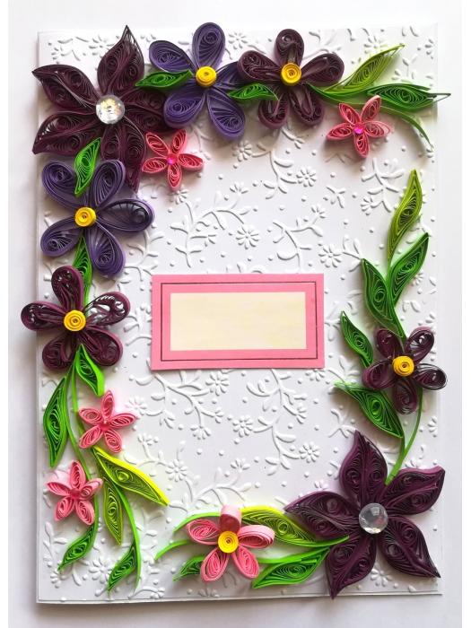 Purple Themed Corner Quilled Greeting Card