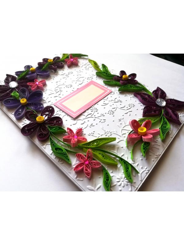 Purple Themed Corner Quilled Greeting Card image