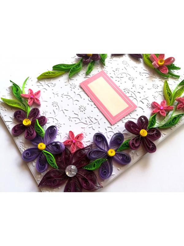 Purple Themed Corner Quilled Greeting Card image
