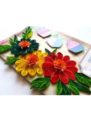 Multicolor Flowers Quilled Birthday Greeting Card Multicolor Flowers Quilled Birthday Greeting Card