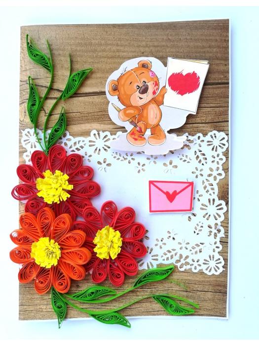 Corner Quilled Flowers Greeting Card image