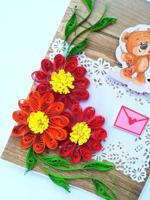 Corner Quilled Flowers Greeting Card Corner Quilled Flowers Greeting Card