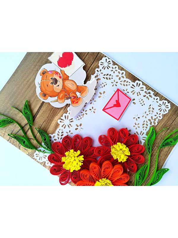 Corner Quilled Flowers Greeting Card image