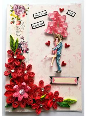 Red Quilled Flowers Birthday Greeting Card Red Quilled Flowers Birthday Greeting Card