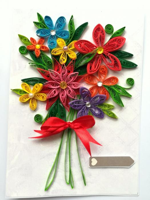 Quilled Floral Bouquet Greeting Card image