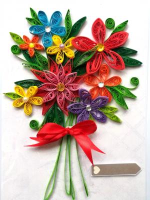 Quilled Floral Bouquet Greeting Card