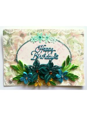 Blue Quilled Flowers Birthday Greeting card Blue Quilled Flowers Birthday Greeting card