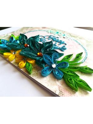 Blue Quilled Flowers Birthday Greeting card Blue Quilled Flowers Birthday Greeting card