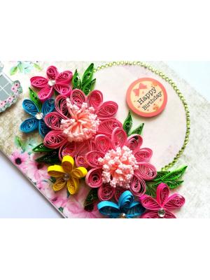 Multicolor Quilled Flowers Birthday Card Multicolor Quilled Flowers Birthday Card