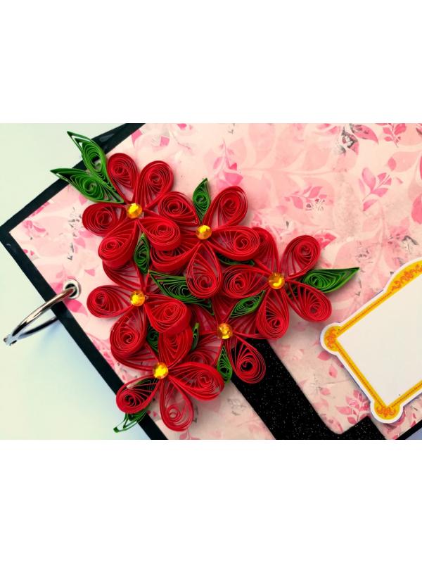 Quilled Red Flowers Love Scrapbook -D2