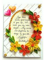 Yellow and Orange Quilled Corner Birthday Card