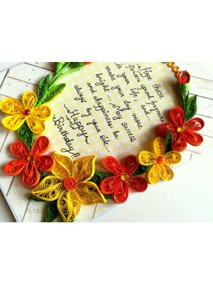 Yellow and Orange Quilled Corner Birthday Card Yellow and Orange Quilled Corner Birthday Card