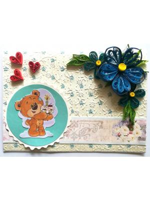 Blue corner Flowers Birthday Quilled Card Blue corner Flowers Birthday Quilled Card