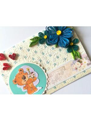 Blue corner Flowers Birthday Quilled Card Blue corner Flowers Birthday Quilled Card