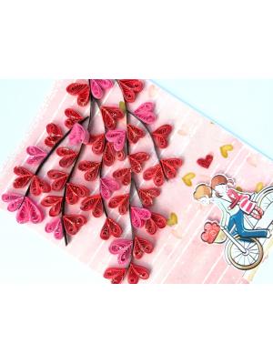 Quilled Hearts Tree With Love Couple Greeting Card