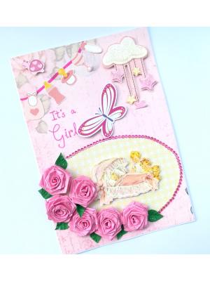 Baby Girl Handmade Greeting Card Baby Girl Handmade Greeting Card