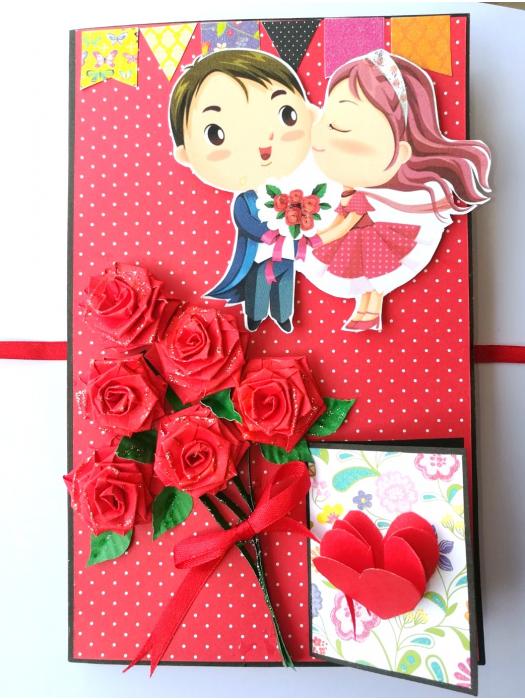 Love Mini 3 fold Scrapbook / Mini Scrapbook Greeting Card