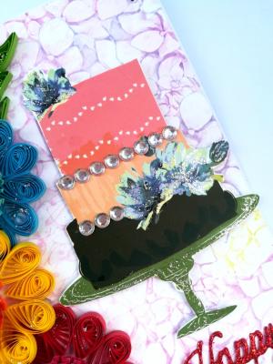 Multicolor Flowers Quilled Birthday Greeting Card -D1 Multicolor Flowers Quilled Birthday Greeting Card -D1