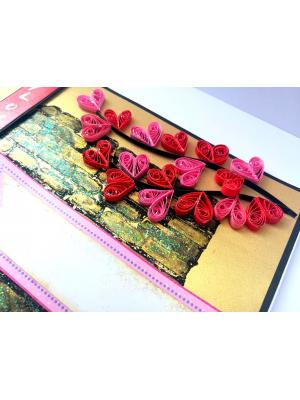 Sparkling Quilled Red Flowers Love Greeting Card 