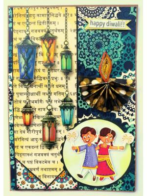 Sparkling Handmade Diwali Greeting Card -D1 Sparkling Handmade Diwali Greeting Card -D1