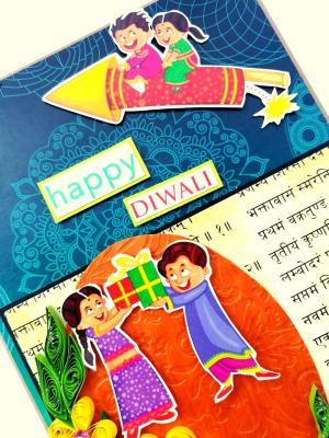 Sparkling Handmade Diwali Quilled Greeting Card D3 Sparkling Handmade Diwali Quilled Greeting Card D3