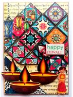 Sparkling Handmade Quilled Diwali Greeting Card D8