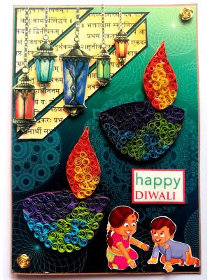 Sparkling Handmade Quilled Diwali Greeting Card D9 Sparkling Handmade Quilled Diwali Greeting Card D9