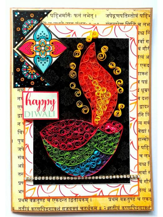 Sparkling Handmade Quilled Diwali Greeting Card D10 image