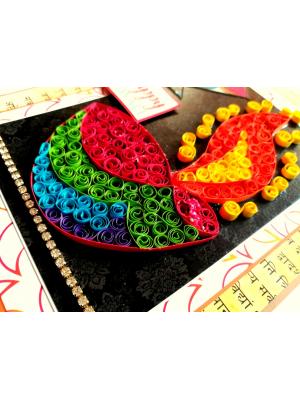 Sparkling Handmade Quilled Diwali Greeting Card D10 Sparkling Handmade Quilled Diwali Greeting Card D10