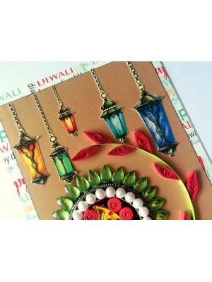 Sparkling Handmade Quilled Diwali Greeting Card D11 Sparkling Handmade Quilled Diwali Greeting Card D11