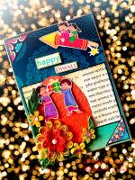 Sparkling Handmade Diwali Quilled Greeting Card D3